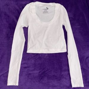 FREE PEOPLE Scoop Neck Long Sleeve Crop in White